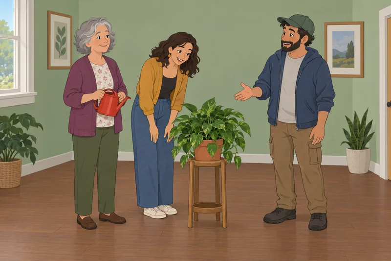 método para estudiar: colegas cuidan una planta.