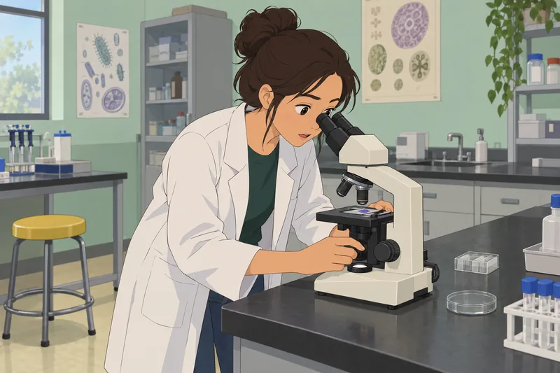 Microbiology Quiz shows a student using microscopy.