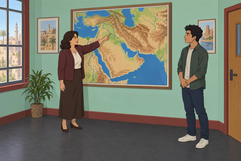 Middle East Physical geography lesson traces river routes.