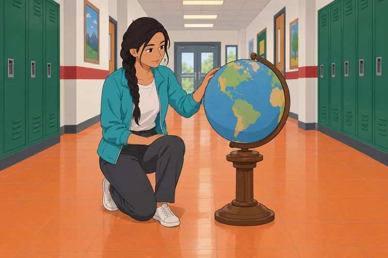 Middle School Quiz shows a globe lesson.