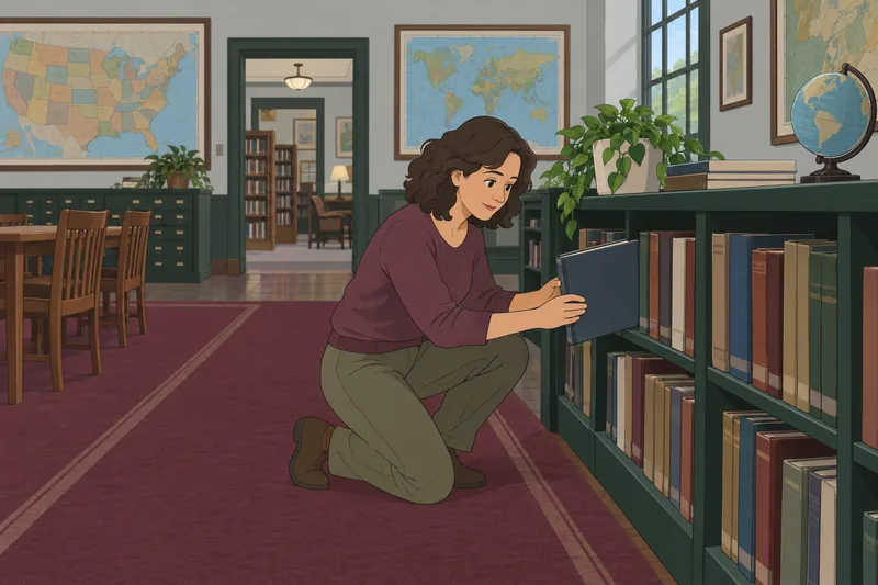 Midwest States and atlas study in a library.