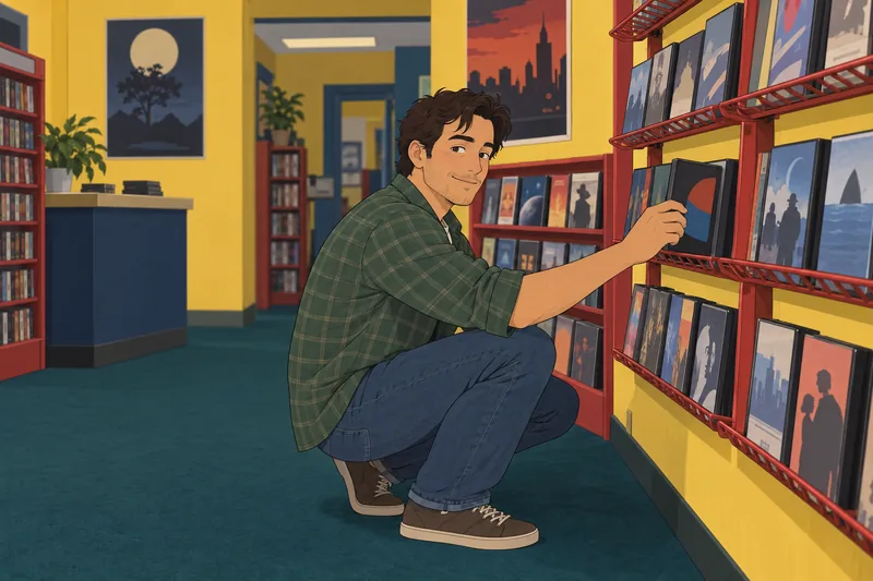 Millennial Quiz shows a clerk filing a DVD.