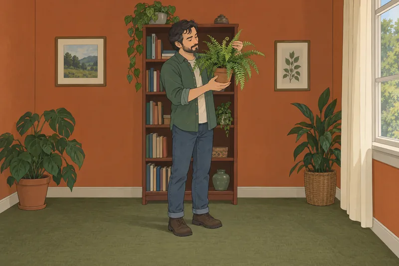 cuestionario de atención junto a una planta cuidada.