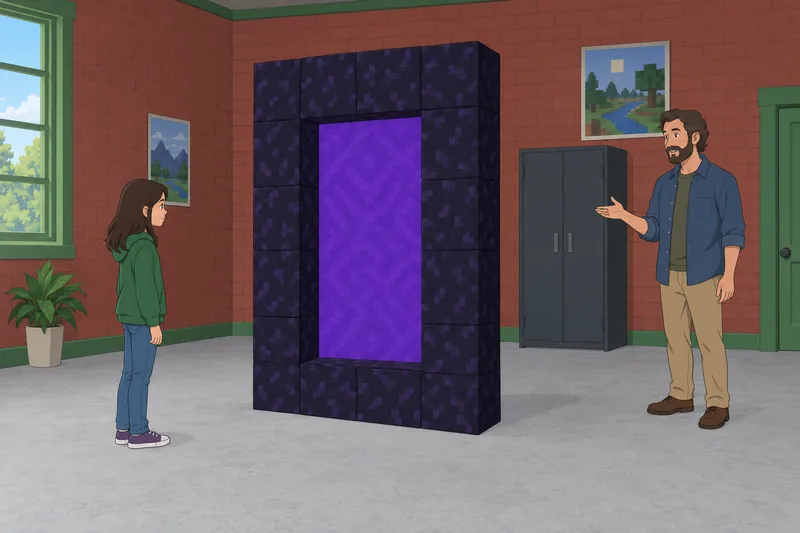 Quiz de Minecraft para niños muestra un portal.