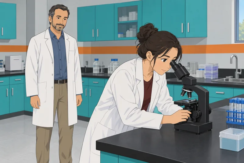 Mitosis and Meiosis is explored beside a microscope.