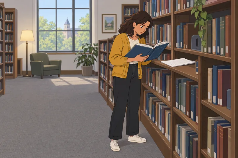 MLA Citation Quiz in a library.