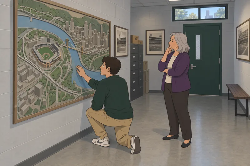MLB Stadium Quiz: visitor traces a river map.