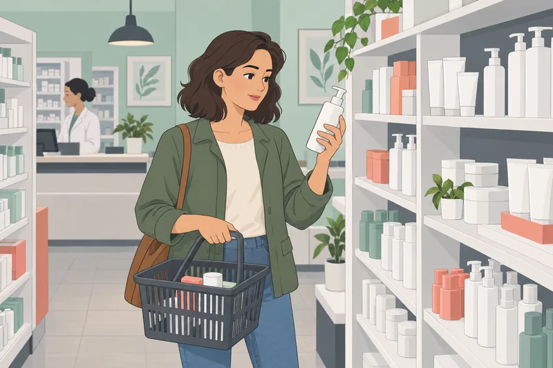 Moisturizer Quiz shows a pharmacy moisturizer choice.