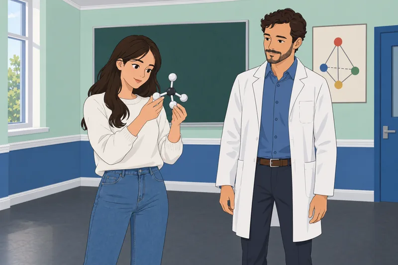 El cuestionario sobre geometría muestra un modelo tetraédrico.