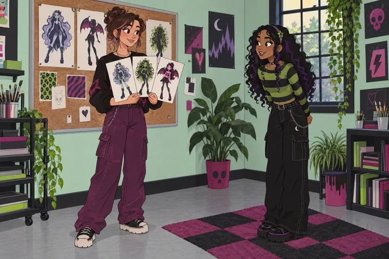 Escena del cuestionario de personajes en el aula.