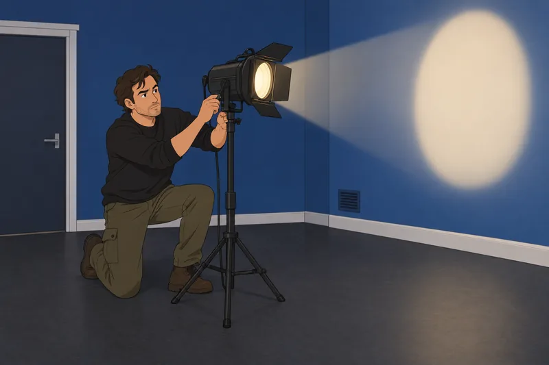 Monster Quiz depicts a man adjusting a spotlight.