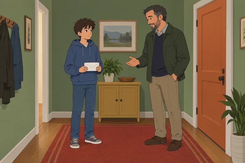 Short Mood and envelope scene in a hallway.
