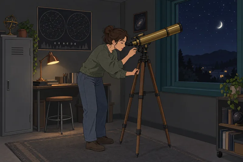 Moon Phases Quiz follows an evening telescope observation.