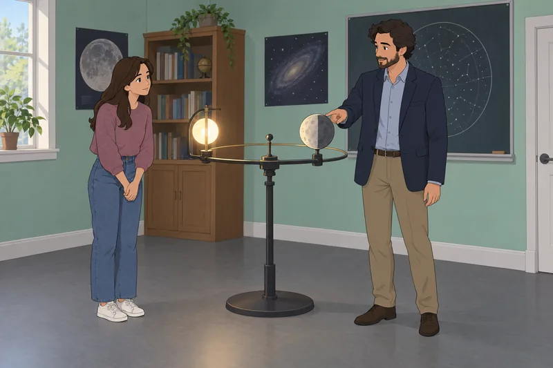 Moon Quiz beside a lunar phase model.