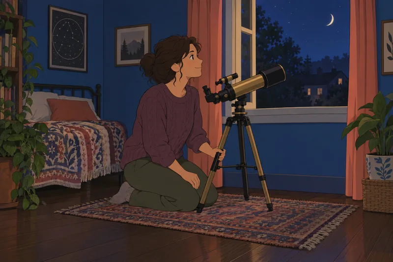 cuestionario sobre la Luna junto al telescopio nocturno.