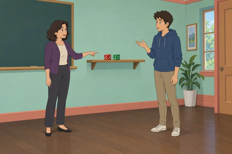Most Likely Quiz shows dice in a classroom.