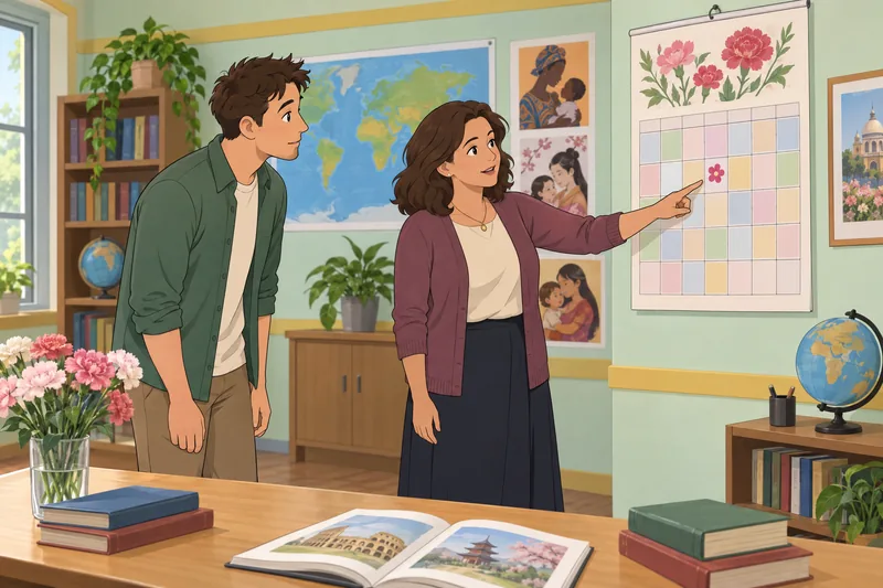 Mother's Day Quiz examines a holiday calendar.