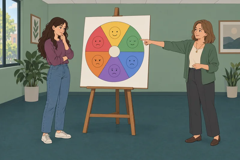 cuestionario sobre motivación: estudiante ordena tarjetas de colores.