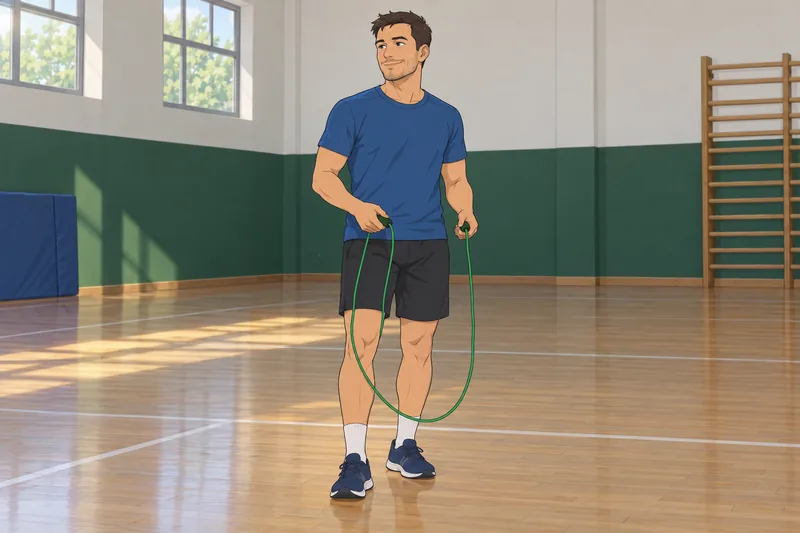 Test motivos de la actividad: atleta salta cuerda.