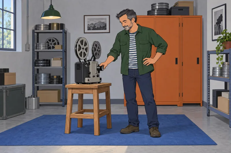 Quiz de personajes: un instructor ajusta un proyector.