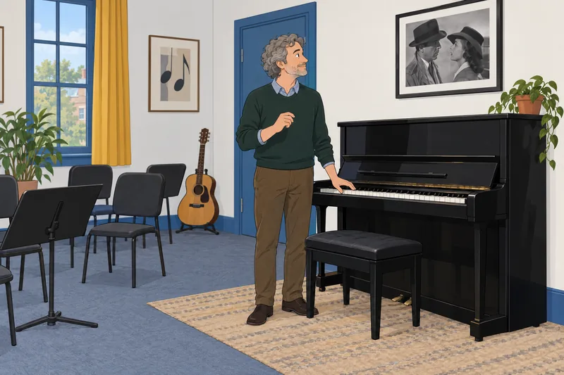 Quiz de música: pianista interpreta un tema.