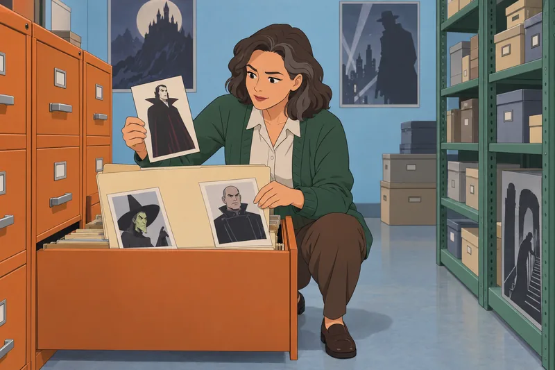 Movie Villains Quiz guides a film archive search.