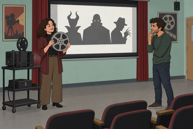 Quiz sobre villanos en una clase de cine.