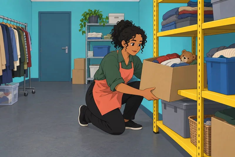 Mr Beast Quiz: volunteer sorts a donation box.