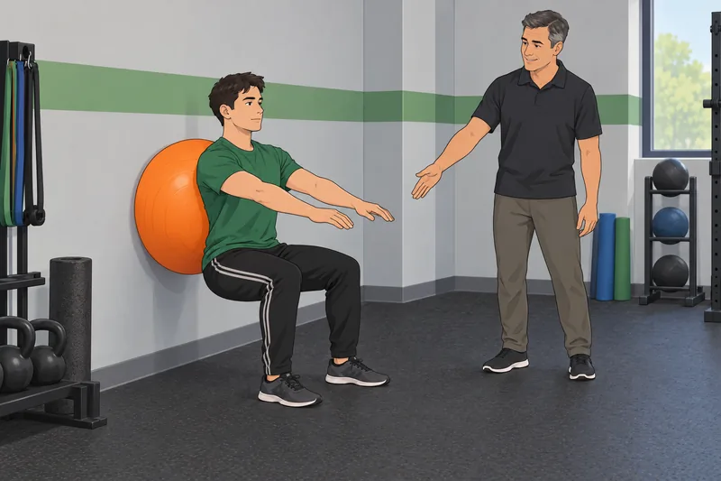 Muscle Action Quiz highlights an isometric wall squat.