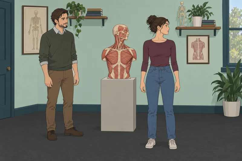 El cuestionario sobre los — un estudiante revisa anatomía.