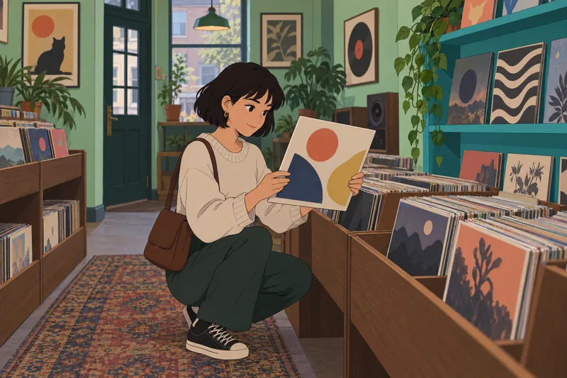 Music Artist Quiz shows a listener choosing vinyl.
