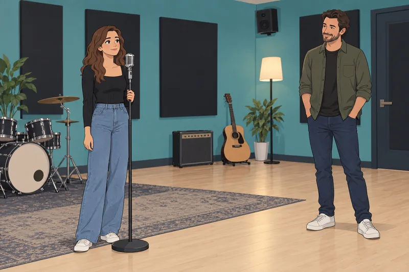 Quiz de videoclips muestra una cantante ensayando.