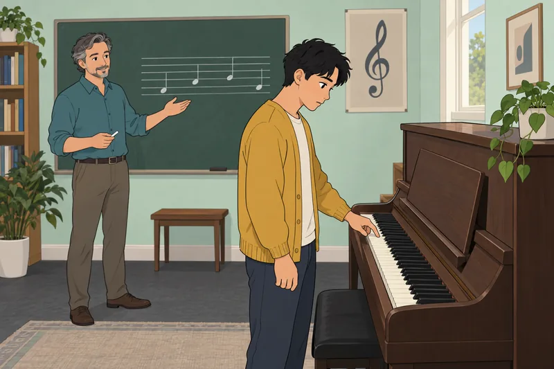 Music Notes Quiz checks notes at the keyboard.