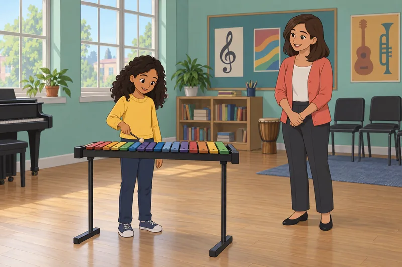 Music Quiz for children explores a xylophone.