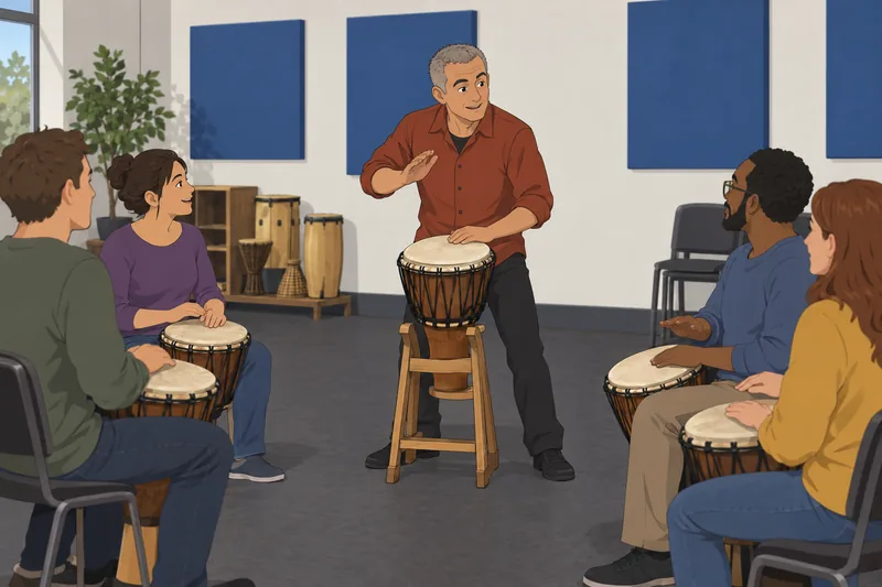 Music Rhythm Quiz: a drummer marks syncopation.
