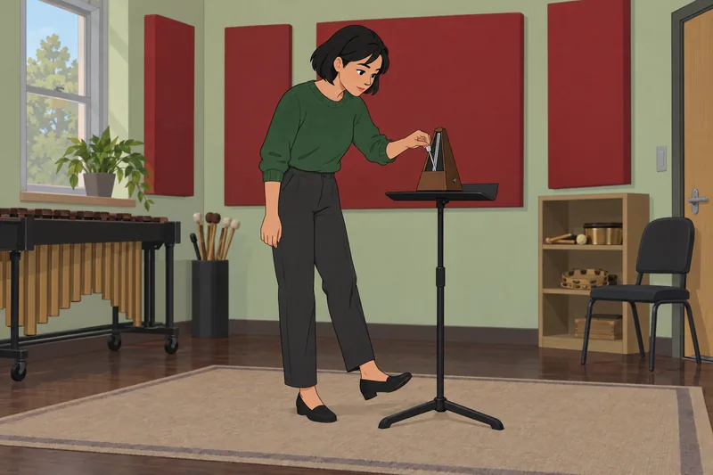 Music Rhythm Quiz: a learner hears a metronome.