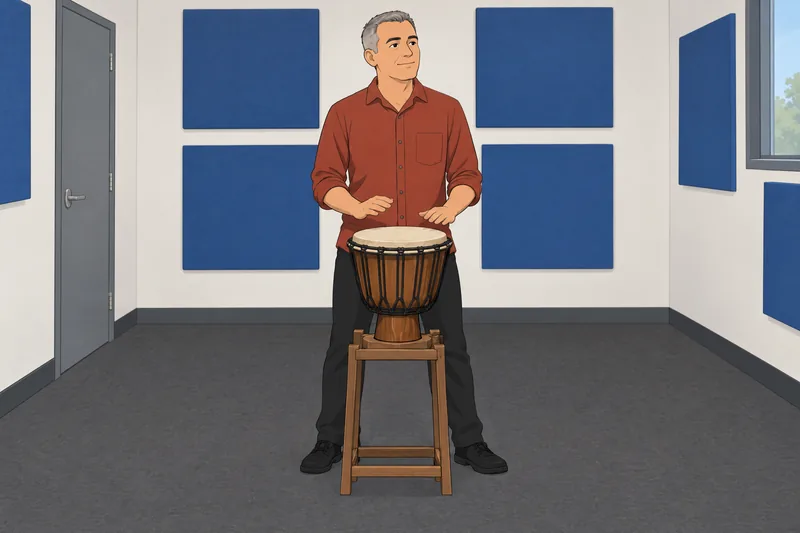 cuestionario de ritmo: un percusionista marca síncopas.