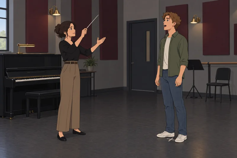 Musical Theater Quiz shows a vocal rehearsal.