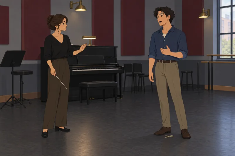 cuestionario sobre teatro muestra un ensayo vocal.