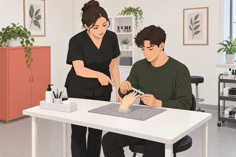 Nail Tech Quiz in a training salon.