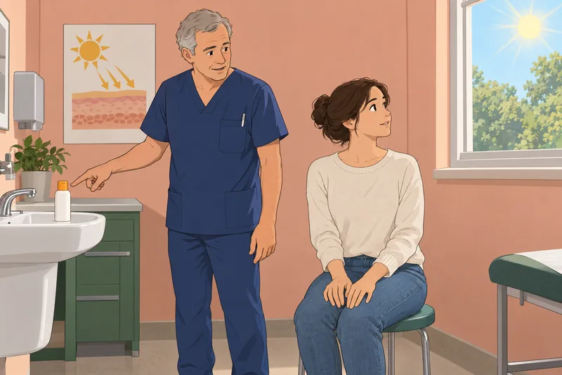 Naked Quiz depicts clinic guidance on sun safety.