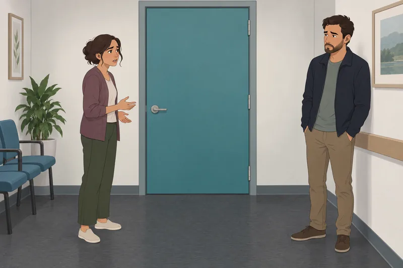 Narcissistic Abuse Quiz shows a quiet clinic doorway.