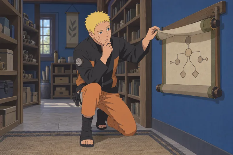 El cuestionario de Naruto abre un pergamino.