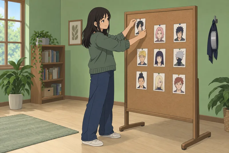 El cuestionario de Naruto ordena tarjetas de personajes.