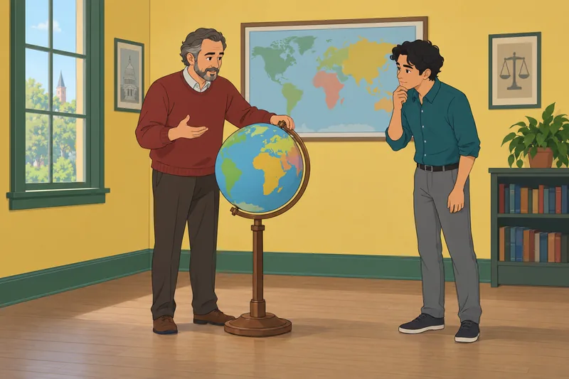Nationality Quiz uses a globe in class.