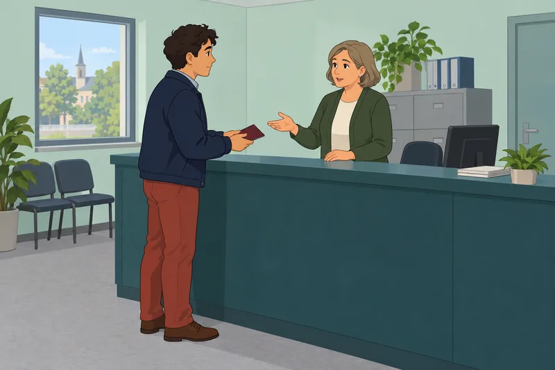Nationality Quiz appears at a civic passport desk.