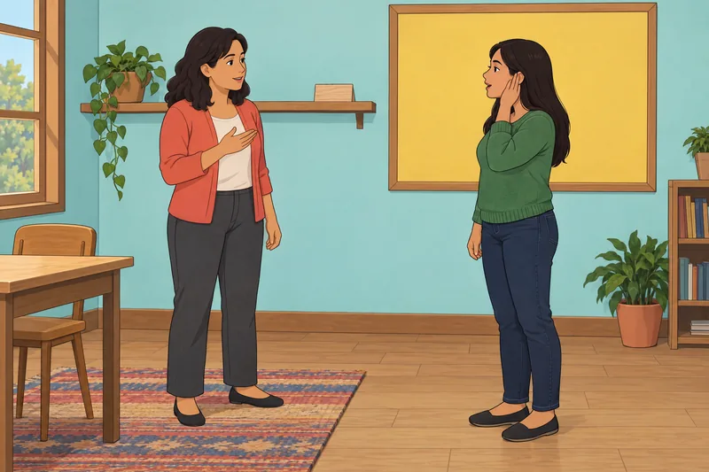 El cuestionario sobre nombres aparece en un aula.