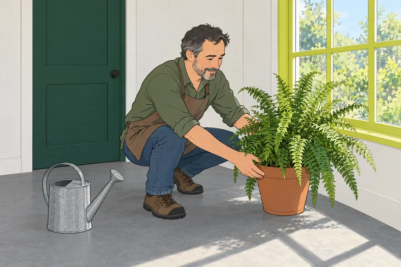 El cuestionario Naturafil junto a un helecho.