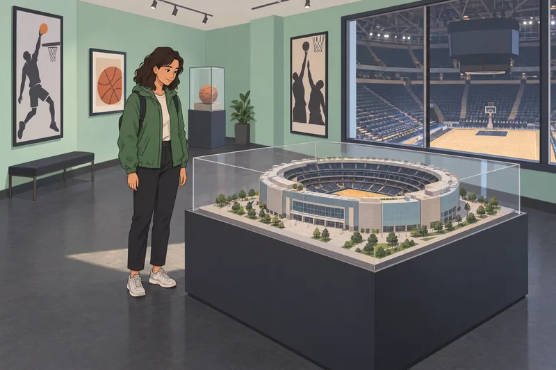 Quiz de arenas: visitante estudia una maqueta.