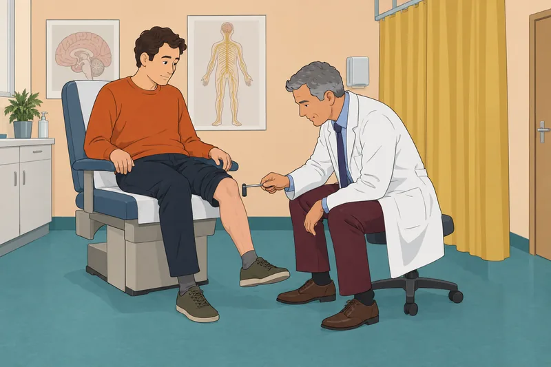 Neuroanatomy Quiz depicts a reflex examination.
